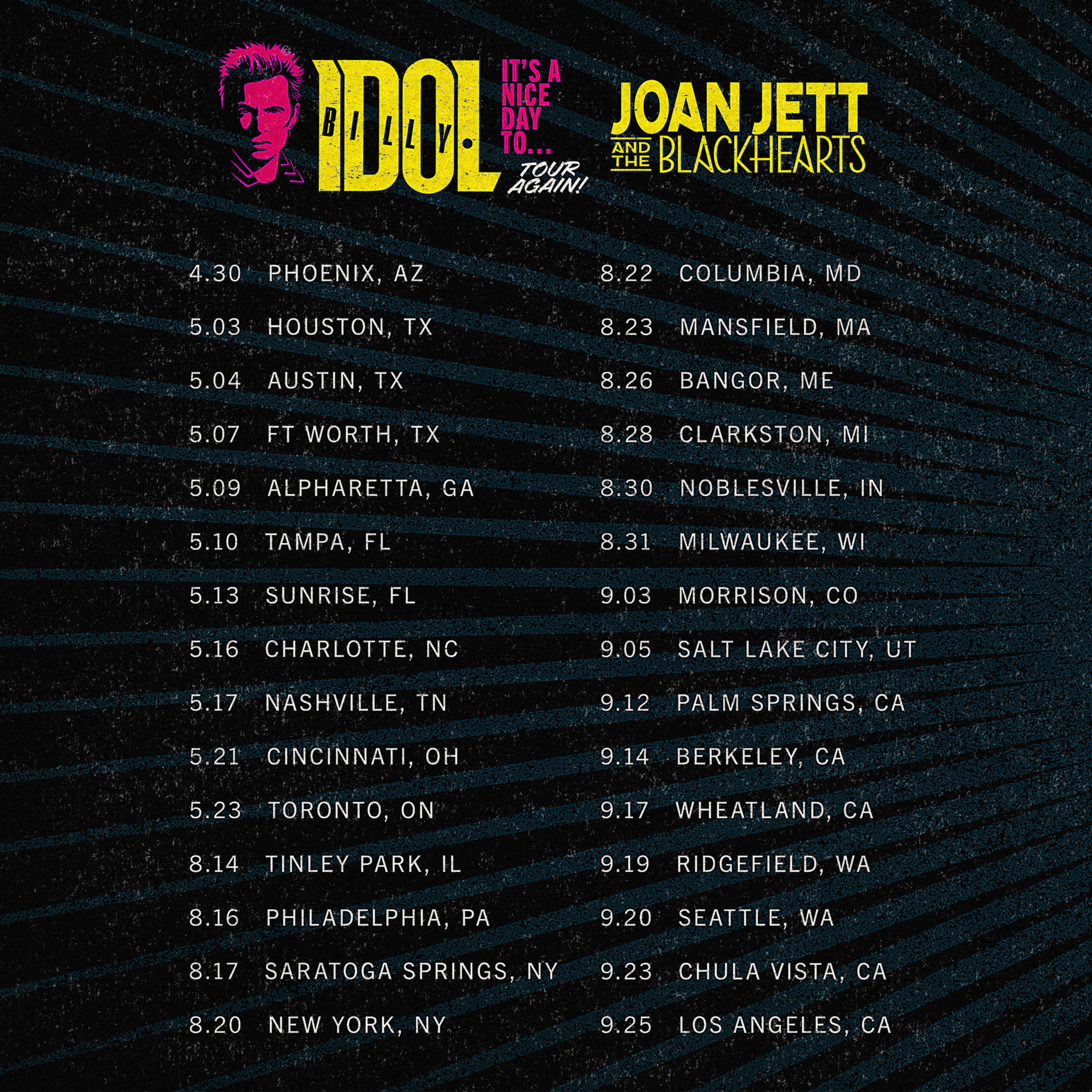 Joan Jett & the Blackhearts It's a Nice Day To… Tour Again! Tour Poster 2025